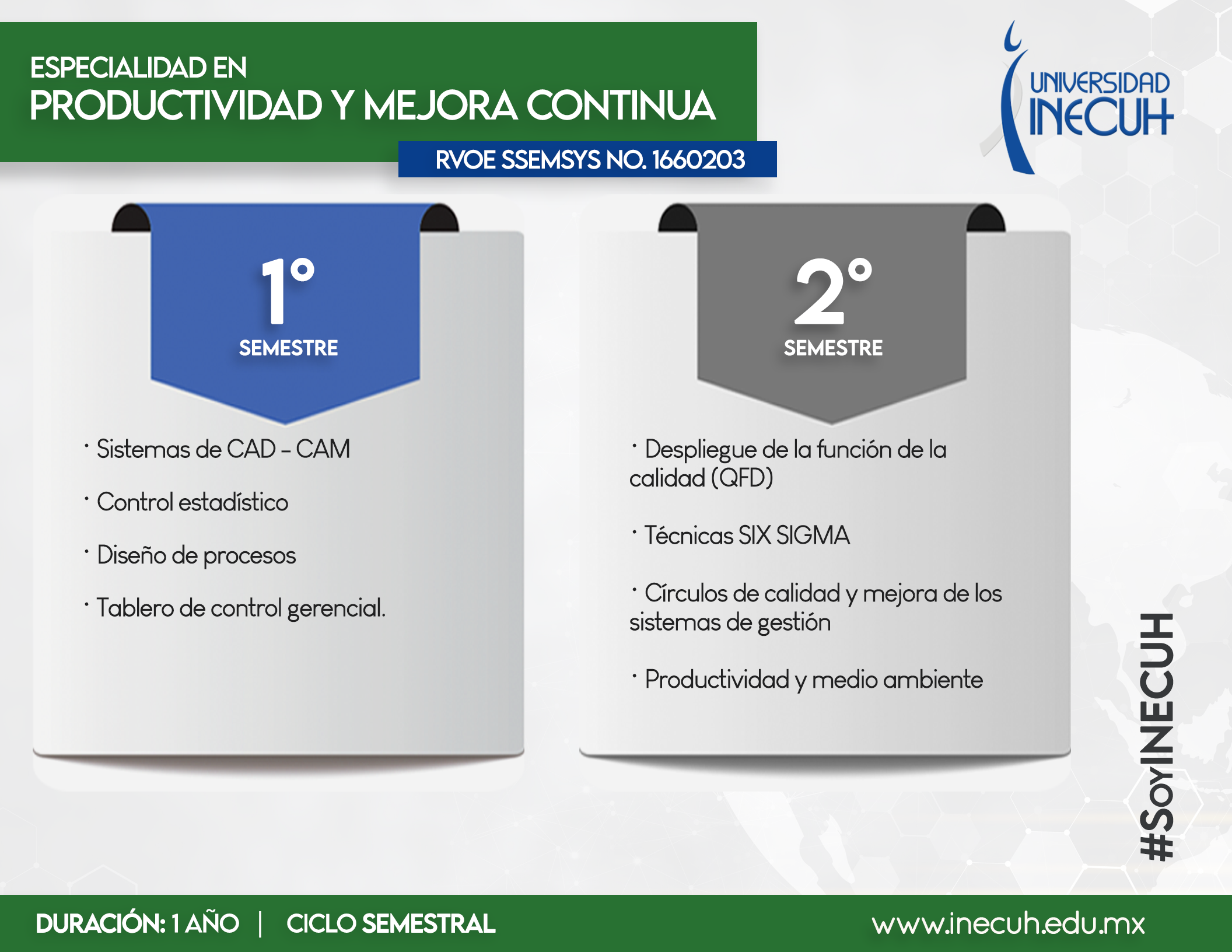 ESPECIALIDAD EN PRODUCTIVIDAD Y MEJORA CONTINUA - PLAN DE ESTUDIOS